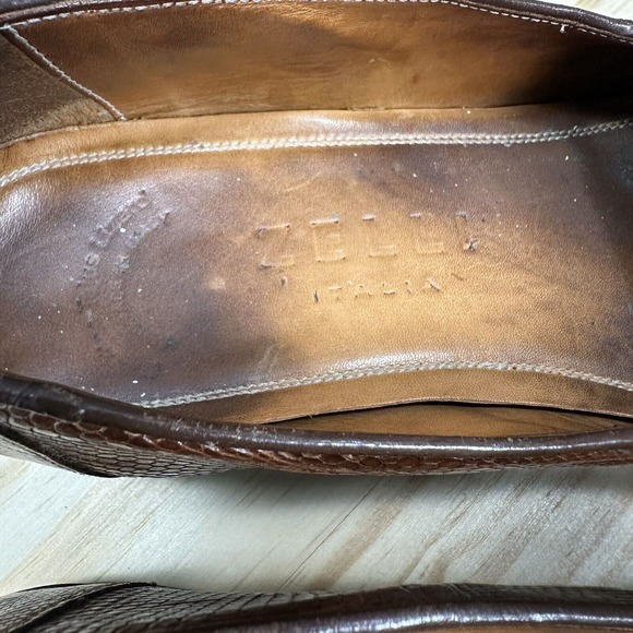 ZELLI ROSSI TEJU LIZARD PENNY LOAFER COGNAC 202 Size 8 Slip‎ On Dress Shoe Italy main image 6